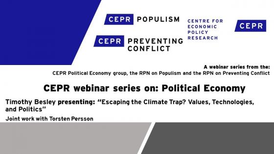 White background with black text "CEPR webinar series on political economy" with CEPR logo